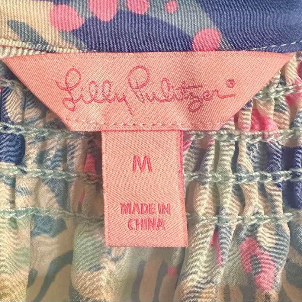 Lilly Pulitzer 100% Silk Elsa Blouse Size M EUC - Picture 3 of 3